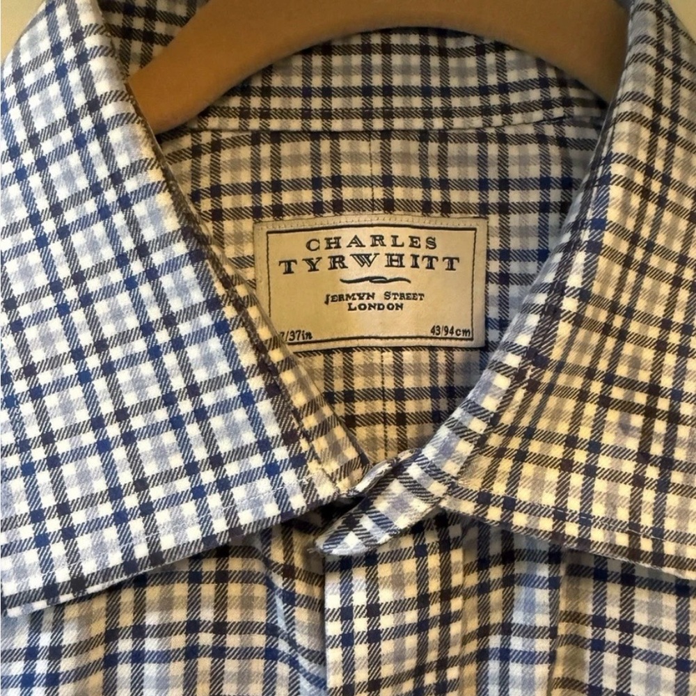 CHARLES TYRWHITT Men’s Cotton Blend Button Front Shirt-17/37 - Picture 3 of 5